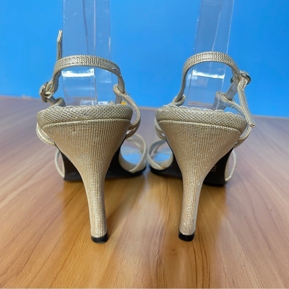 Rampage Kathleen strappy heels gold metallic fabric 9.5 - Picture 5 of 6